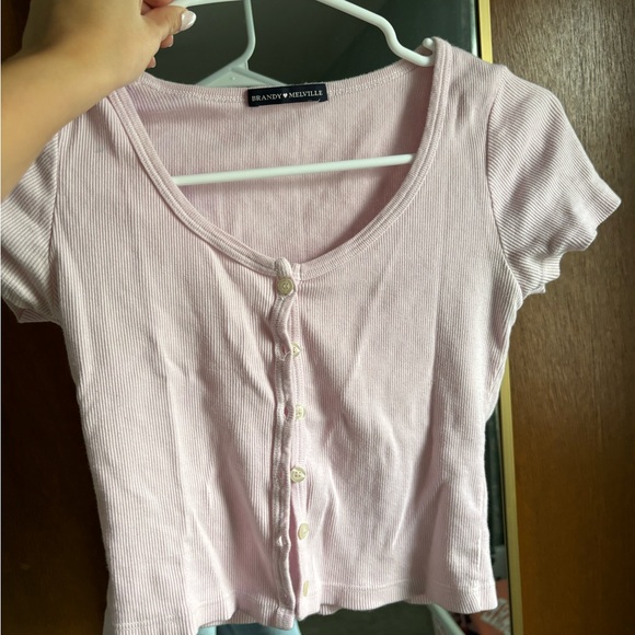 Brandy Melville Tops - Brandy melville cropped pink button up